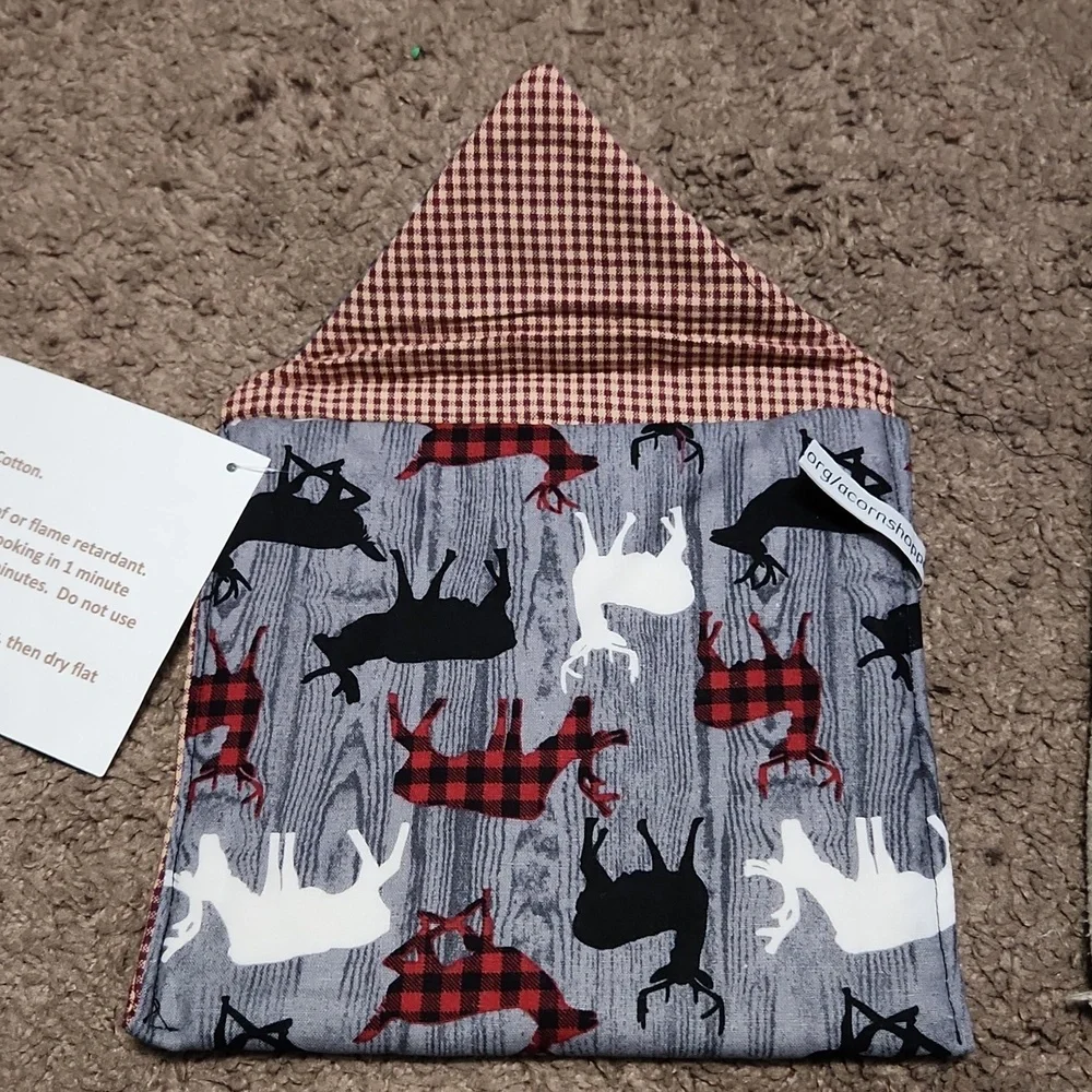 Natures Place Gray and Red Deer Print Baked Potato Bag
